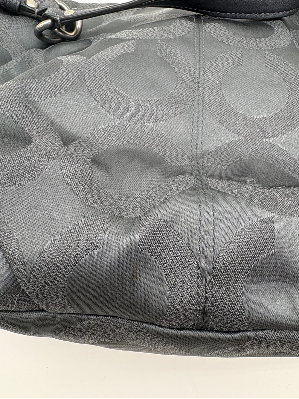 Coach Brook Silver Grey Jacquard Signature Hobo Bag BLEMISH